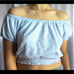 Off-the-Shoulder Striped Crop Top